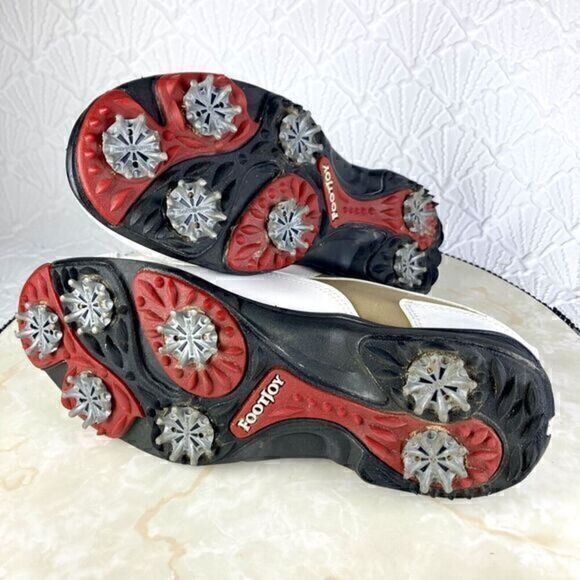 FootJoy Golf Shoes Womens 7 White Brown GreenJoys Soft Spikes Lace Up Sneakers - Picture 11 of 12